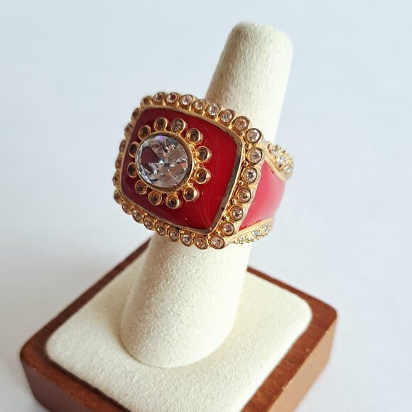 New Women's Red Resin Cubic Zirconia Ring Size 7 - Picture 4 of 13